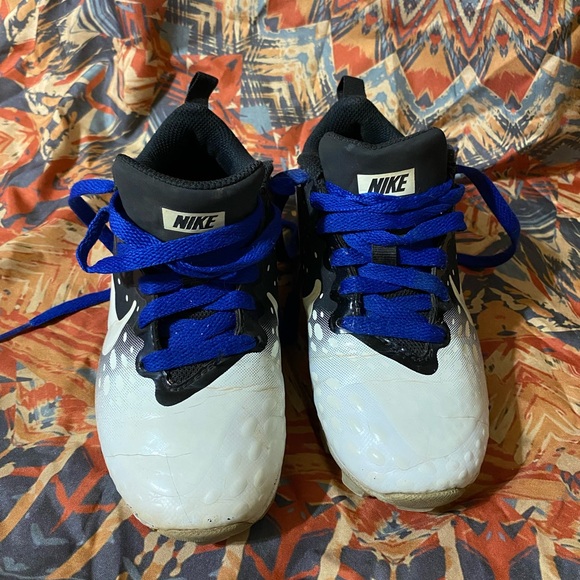 Nike Other - Nike Kids cleats- White and Black with Blue Laces scuffing noted at toe areas